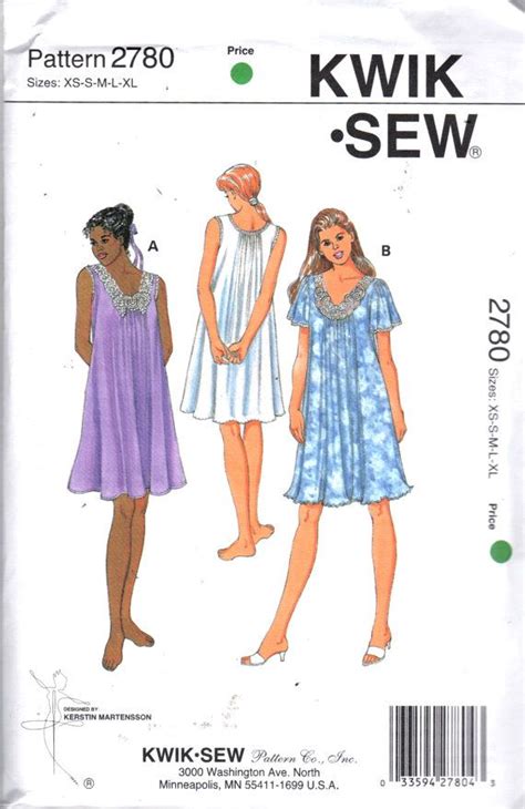 Kwik Sew 2780 Misses Feminine Nightgown Lace Trim Lettuce Etsy Uk