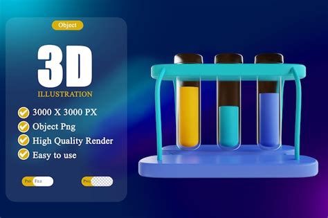 Tubo De Ensayo De Ilustración 3d 3 Archivo Psd Premium