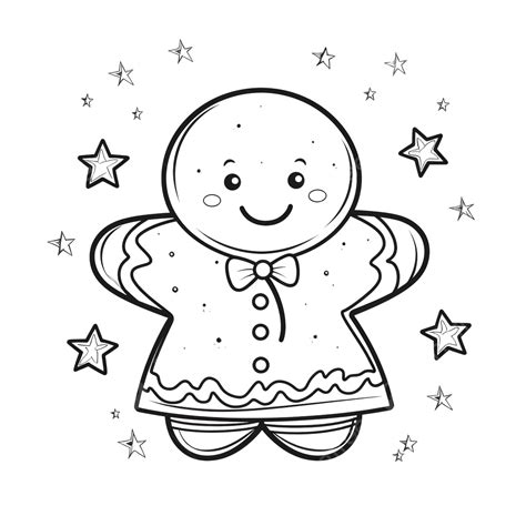 Dibujo De Feliz Navidad Lindo Galleta Jengibre Para Colorear Png