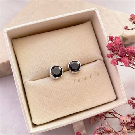 Aretes De Plata Black Mini Platino Per Joyer A