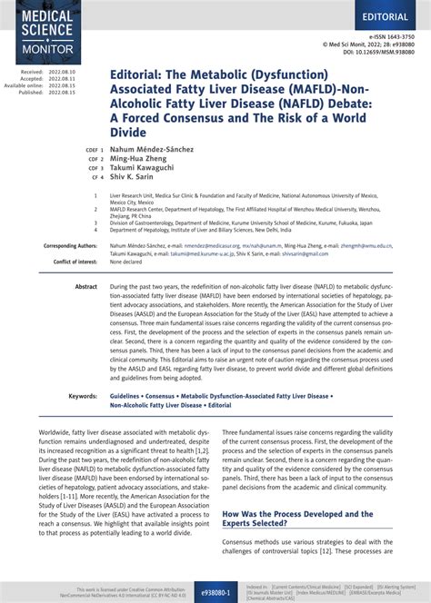 Pdf Editorial The Metabolic Dysfunction Associated Fatty Liver