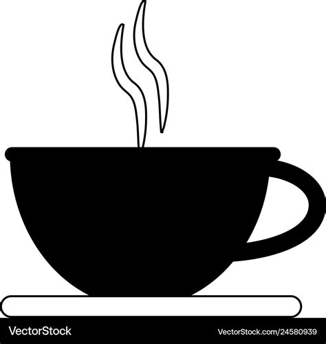 Hot Coffee Cup In Black And White Royalty Free Vector Image