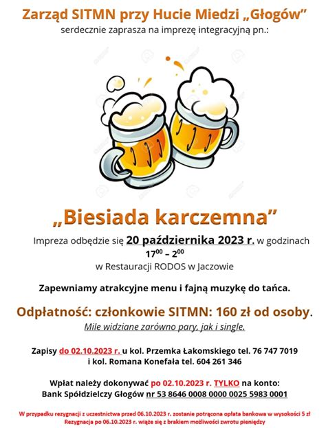 Zaproszenie na Biesiadę Karczemną SITMN