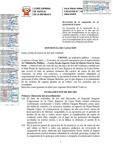 Cas 21 1686 Revocatoria De La Revocatoria Suspensión De Pena Oaf Pdf