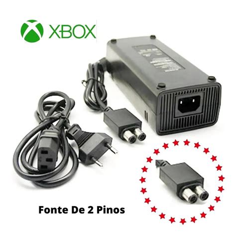 Fonte Para Xbox 360 Slim 2 Pinos Bivolt Cabo De Energia Bivolt No Shoptime