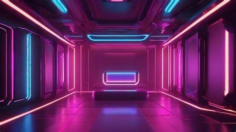 Premium Photo Modern Sci Fi Stage Podium Hallway Corridor Futuristic