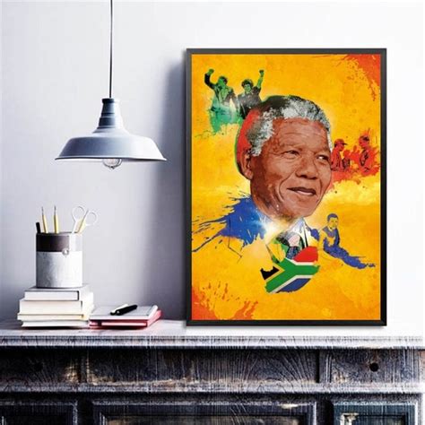 Quadro Decorativo Nelson Mandela Arte 45x34cm Vidro Moldura