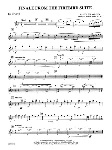 Finale from The Firebird Suite: 2nd Flute by Igor Stravinsky - Concert Band - Digital Sheet ...