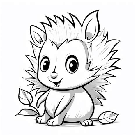 Premium Photo Tenrec Drawings Charm Flat Coloring Book Kawaii Line Art