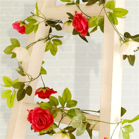 BalsaCircle 2 Artificial 7 Feet Silk Roses Artificial Flowers Vine