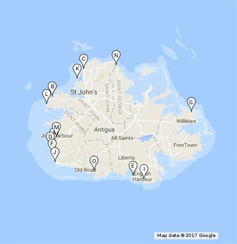 Antigua Beaches Map