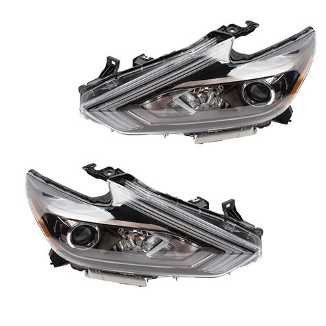 Brock Replacement Pair Set Halogen Headlights Headlamps W Black