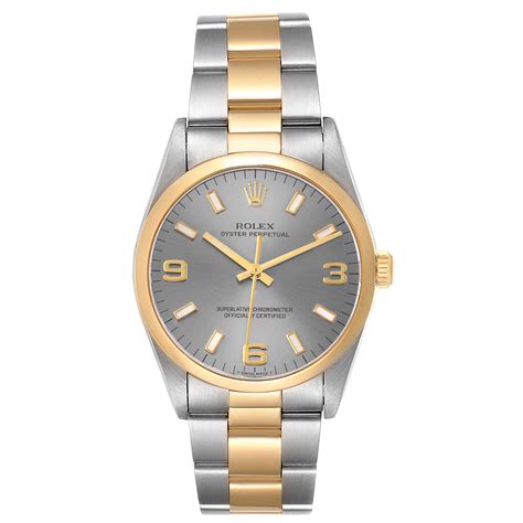 Rolex Oyster Perpetual Domed Bezel Steel Yellow Gold Mens Watch