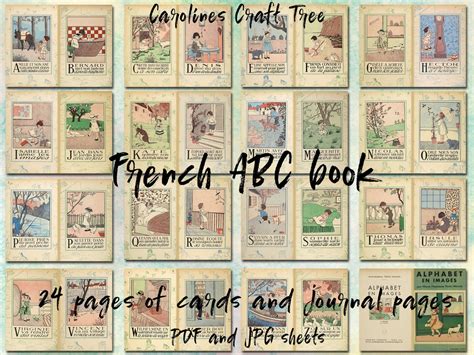 French ABC Childrens Book Printable Ephemera, Alphabets for Junk Journals, Scrapbook, Paper ...