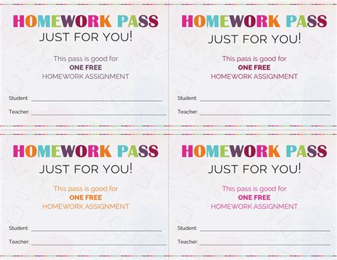 Free Printable Homework Pass Printable Templates