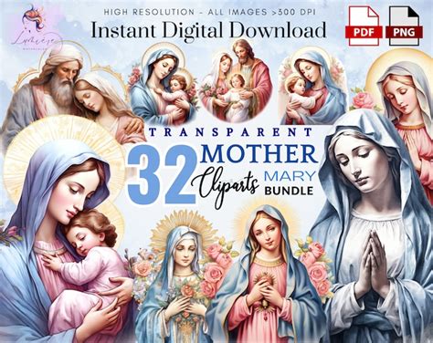 Mother Mary Clipart 32 Watercolor Virgin Mary Png Baby Jesus Png Joseph