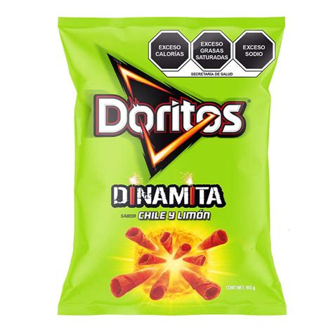 Botana de maíz sabor chile y limón Sabritas Doritos Dinamita 160 g