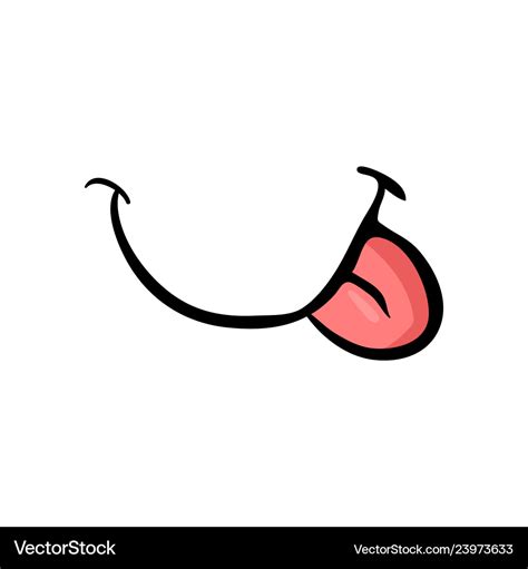 Cartoon tongue smile isolated on white background Vector Image