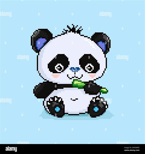 Lindo Panda De Dibujos Animados Pixel Art Vector Aislado Imagen