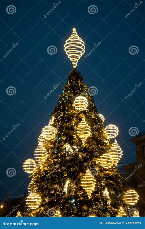 Vilnius Lithuania December 02 2018 Christmas Tree In Vilnius Town