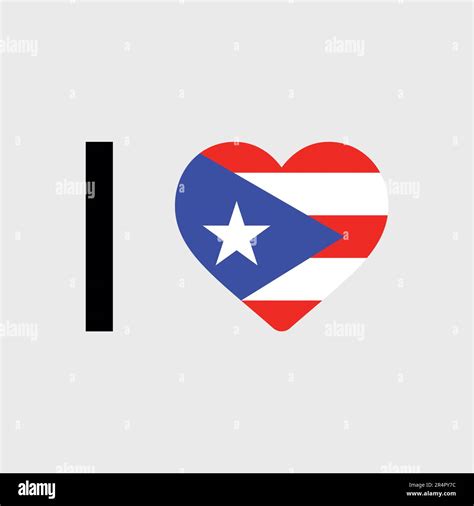 I Love Puerto Rico Country Flag Vector Icon Illustration Stock Vector