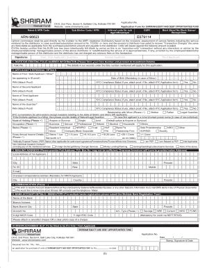 Fillable Online Application Form For Shriram Equity And Debt