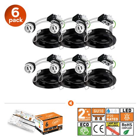 Buy 6X GU10 Tilt Swivel Downlight Black Chrome Brite R LED Spotlight