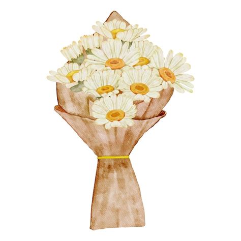 Premium Psd Watercolor Daisy Flower Hand Bouquet