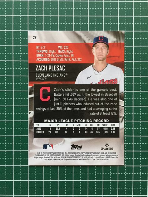 Topps Mlb Stadium Club Zach Plesac Cleveland Indians