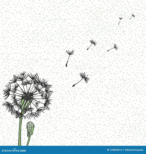 Dandelion Blowing In The Wind Drawing