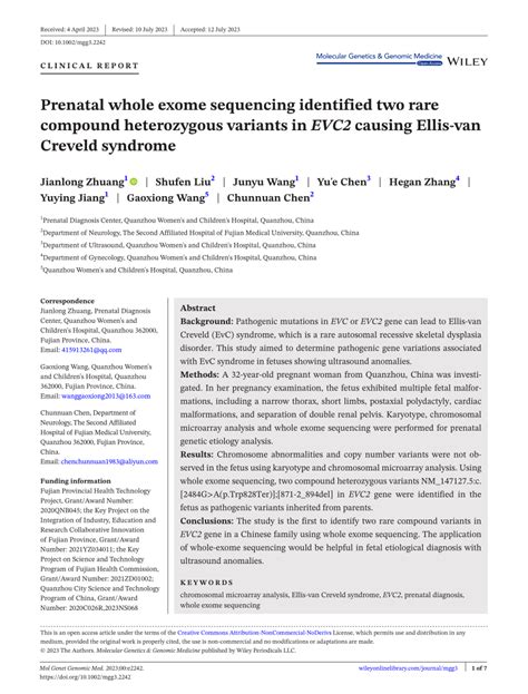 Pdf Prenatal Whole Exome Sequencing Identified Two Rare Compound