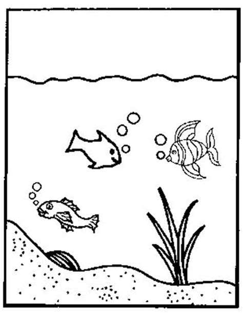 Fish Tank with Sand in the Floor Coloring Page - NetArt