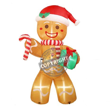 Homcom Pre Lit Led Gingerbread Man Christmas Inflatable With Instant