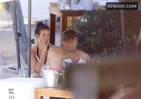 Rebekah Vardy Sexy In A Black And White Striped Bikini In Ibiza AZNude