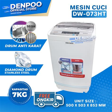 Jual Denpoo Mesin Cuci 1 Tabung Top Loading DWF 073 HT Full Automatis