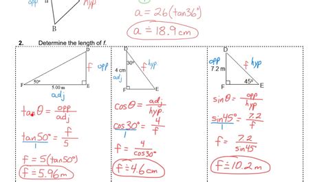 Finding Side Lengths Using Trig Worksheet Answers Printable Word Searches