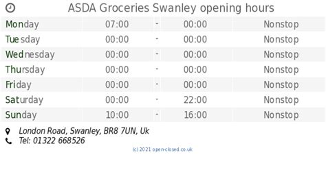 ASDA Groceries Swanley opening times (2019 update)