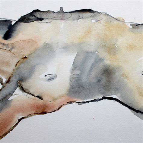 Maria Iciak Julietta XXI Century Watercolor Figurative Painting Female Nude Horizontal