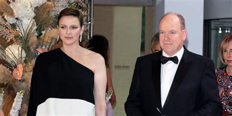 Princess Charlene Of Monaco Showed Off Her New Brunette Style In A Dramatic Black And White Gown