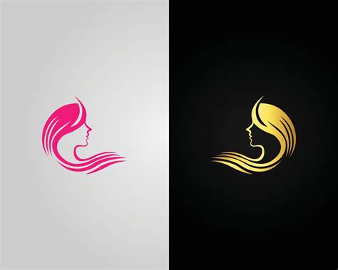 Elegant Beauty Salon with Woman Profile and flowing hair Logo Design ...