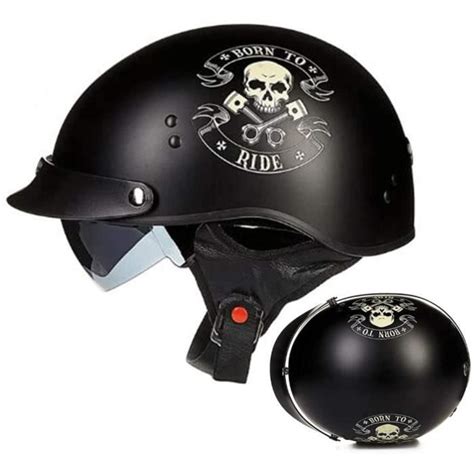 Demi Casque De Moto R Tro Harley Casque Face Ouverte Vintage Casque