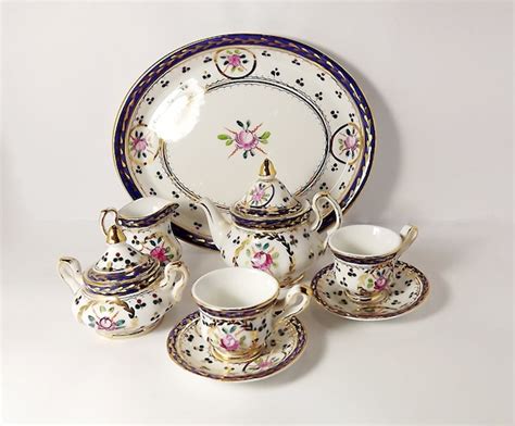 Porcelain miniature tea set for two hand painted by MaisonMaudie