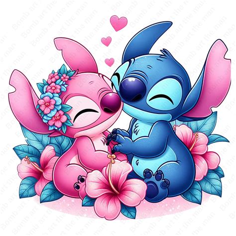Apaixonado Stitch E Angel Abraçados Png