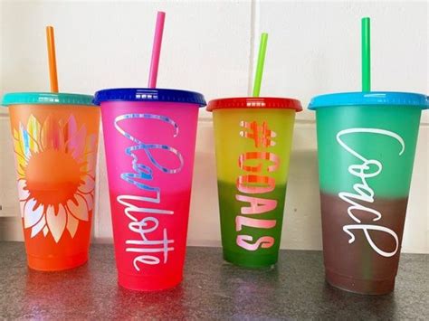 Color Changing Cups WITH Decal Color Changing Cold Cup Etsy Purple