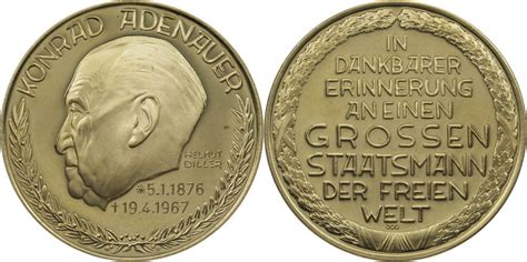 Deutschland Medaille O J 1967 Auf Den Tod Von Konrad Adenauer 1876