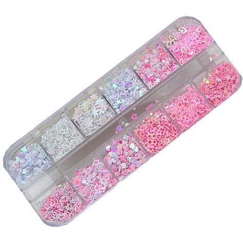 Sequins Holographic Holo Love Star Pink White Nail Body Art Glitter Box