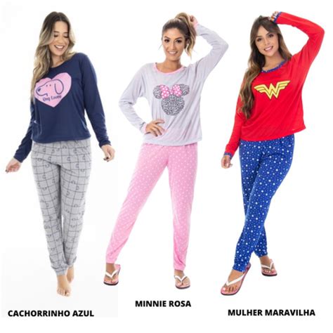 Kit Pijamas Longo Adulto Malha Inverno No Shoptime