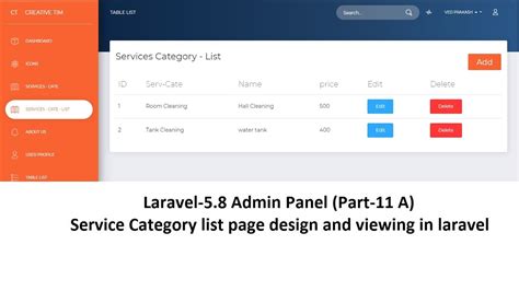 Laravel Admin Part A Category List Page Design And Creating