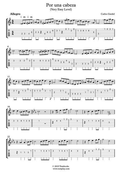 Por Una Cabeza Very Easy Level With Orchestra Gardel Guitar Tabs