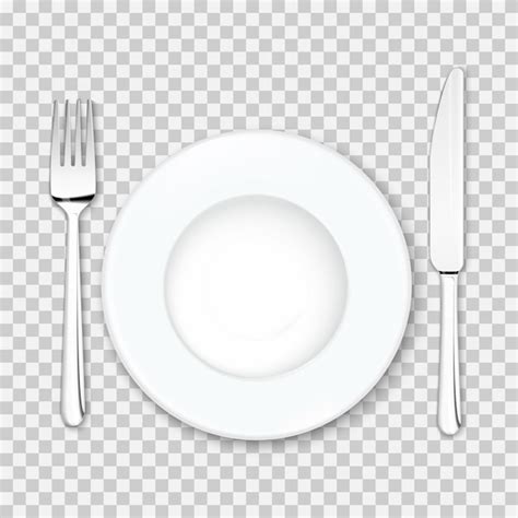 Assiette Vide Avec Couteau Et Fourchette Isolé Sur Blanc Vecteur Premium